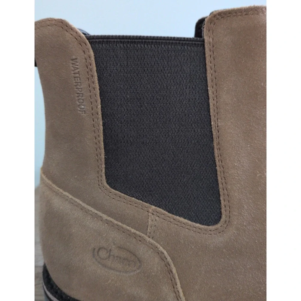 Chaco Men's Fields Chelsea Waterproof Boots Size 10.5 Tan Leather Suede Lug-Sole